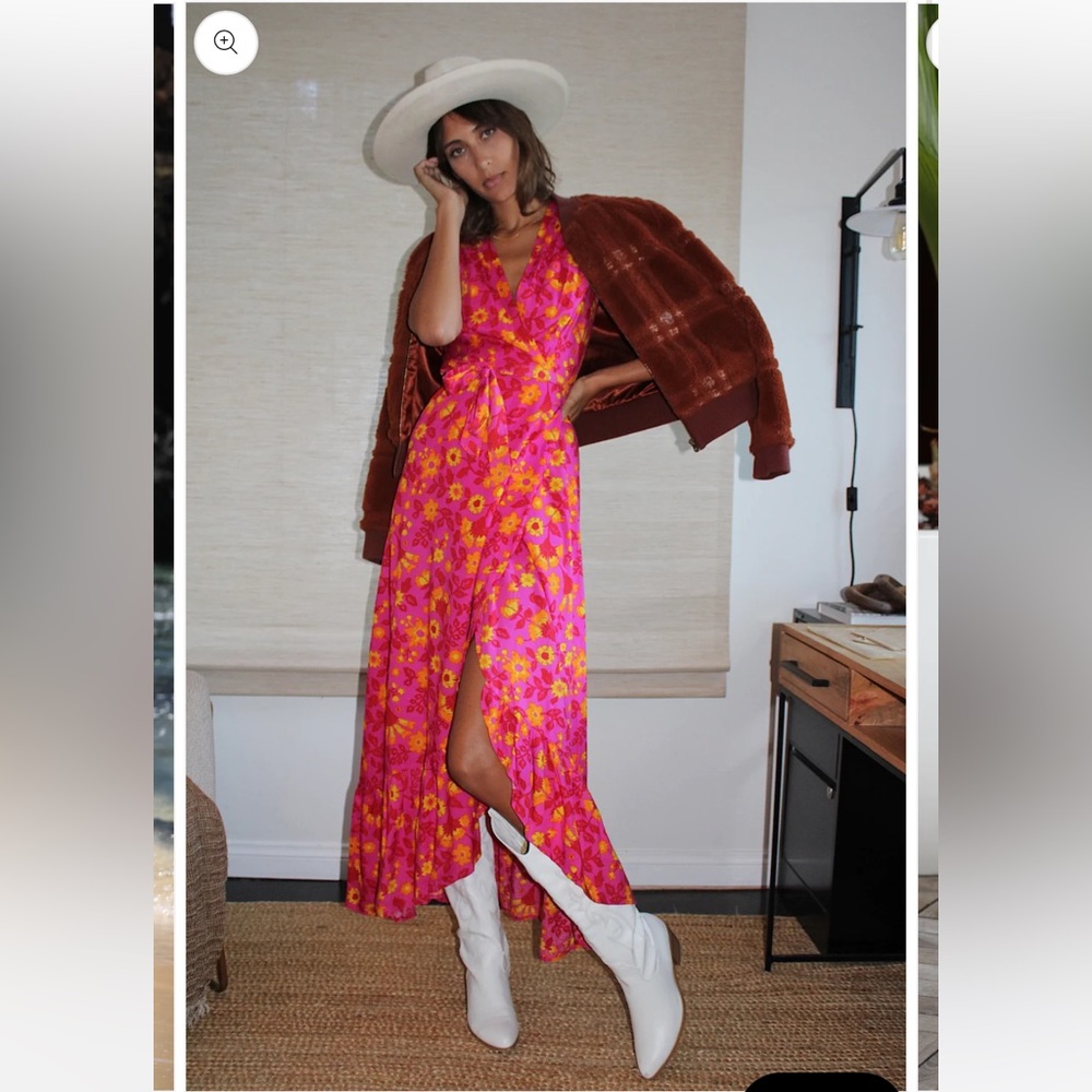 XIX Palms floral wrap dress